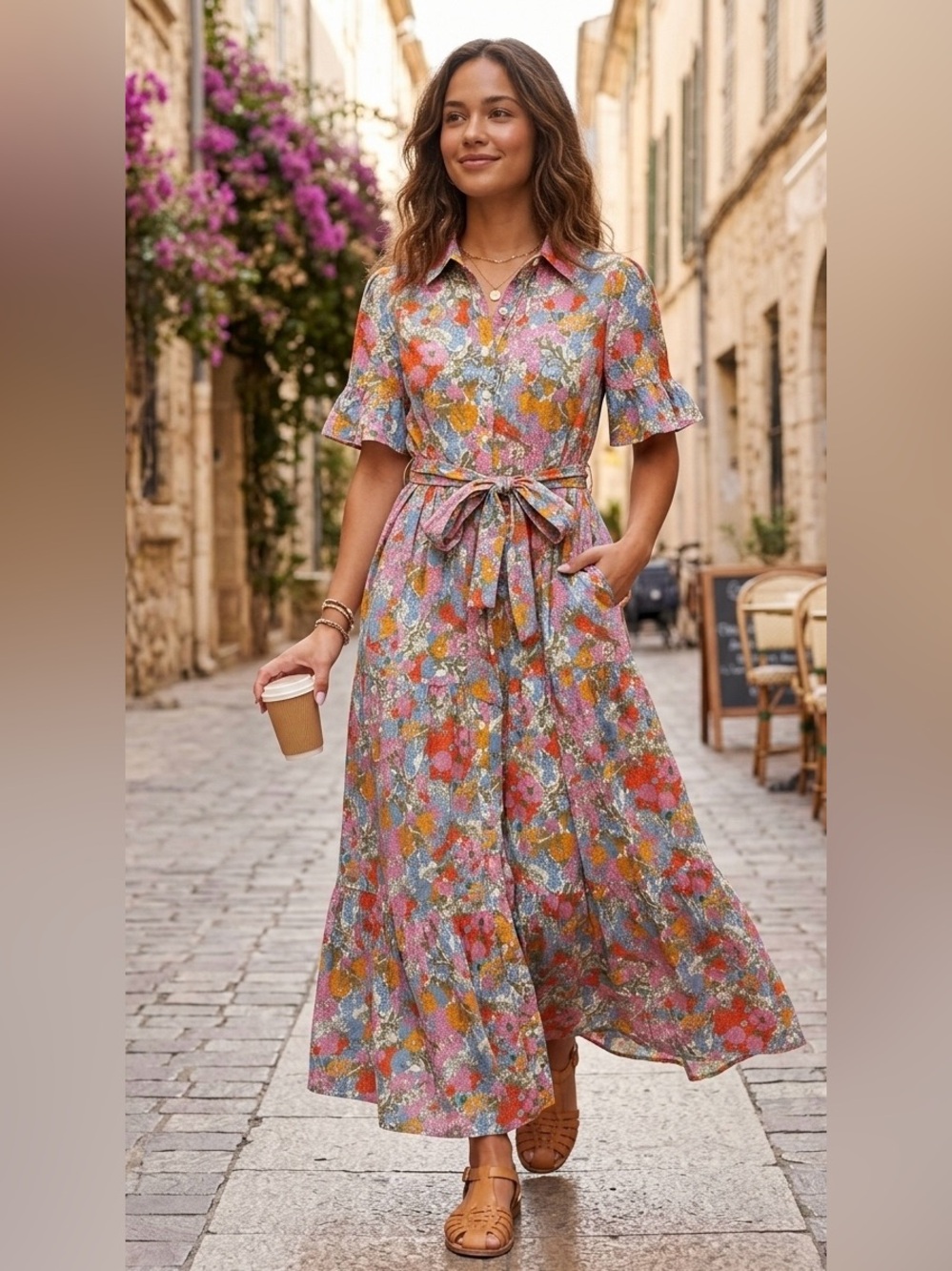 Birds of Paradis by Trovata Martine Maxi Dress Delicate Tilia Floral Small